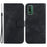 For Nokia XR21 Shockproof 7-Shape Imprinted Phone Cover PU Leather Wallet Stand Flip Case - Black - 1