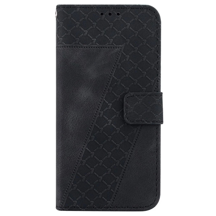 For Nokia XR21 Shockproof 7-Shape Imprinted Phone Cover PU Leather Wallet Stand Flip Case - Black - 7