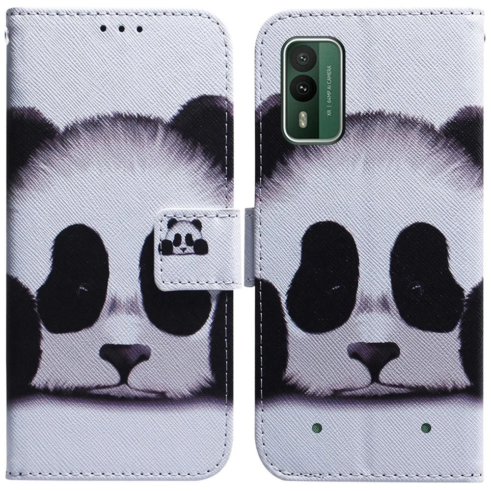 For Nokia XR21 PU Leather Stand Cover Pattern Printing Wallet Flip Phone Case - Panda - 1