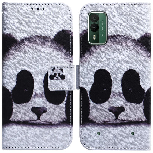For Nokia XR21 PU Leather Stand Cover Pattern Printing Wallet Flip Phone Case - Panda - 1