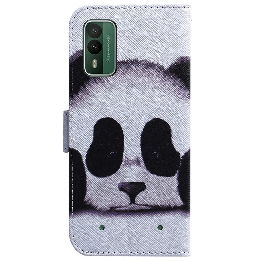 For Nokia XR21 PU Leather Stand Cover Pattern Printing Wallet Flip Phone Case - Panda - 7