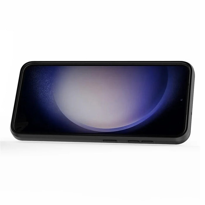 For Samsung Galaxy S23 Drop Resistant PC+TPU Phone Case Slide Lens Protection Kickstand Cover - Black - 4