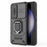 For Samsung Galaxy S23 Drop Resistant PC+TPU Phone Case Slide Lens Protection Kickstand Cover - Black - 6