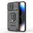 Shockproof Shell for iPhone 14 Pro Max , PC+TPU Phone Case Slide Lens Protection Kickstand Back Cover - Black - 6