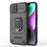 Cellphone Shell for iPhone 14 Plus , PC+TPU Phone Case Slide Lens Protection Kickstand Back Cover - Black - 6