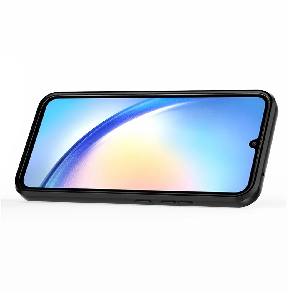 PC+TPU Back Shell for Samsung Galaxy A34 5G , Phone Case Slide Lens Protection Bump Proof Kickstand Cover - Black - 3