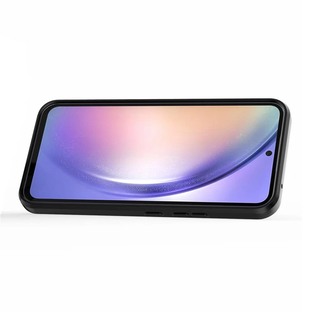 Back Shell for Samsung Galaxy A54 5G PC+TPU Phone Case Slide Lens Protection Cover with Kickstand - Black - 4
