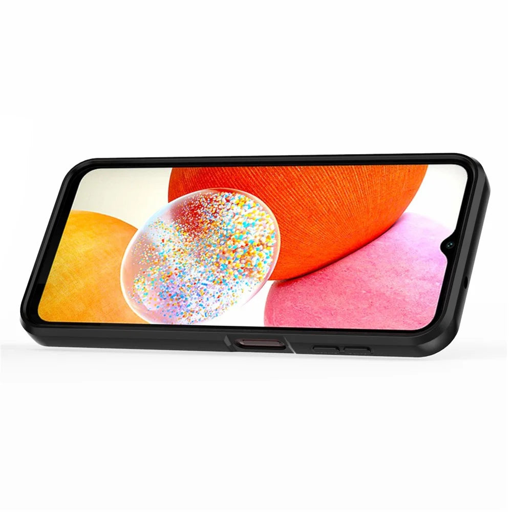 Back Shell for Samsung Galaxy A14 5G / A14 4G PC+TPU Phone Case Slide Lens Protection Kickstand Cover - Black - 3