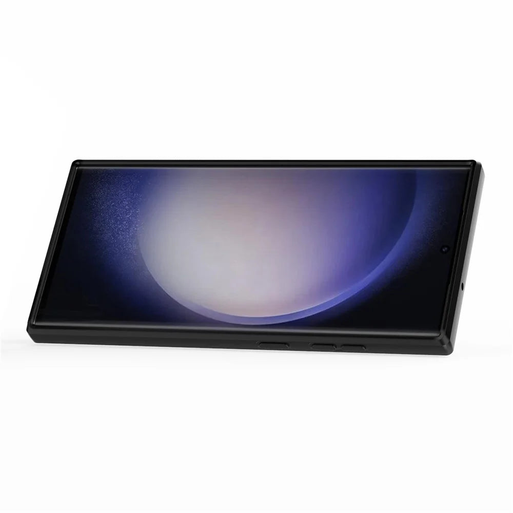 For Samsung Galaxy S23 Ultra PC+TPU Shockproof Phone Case Slide Lens Protection Kickstand Cover - Black - 4
