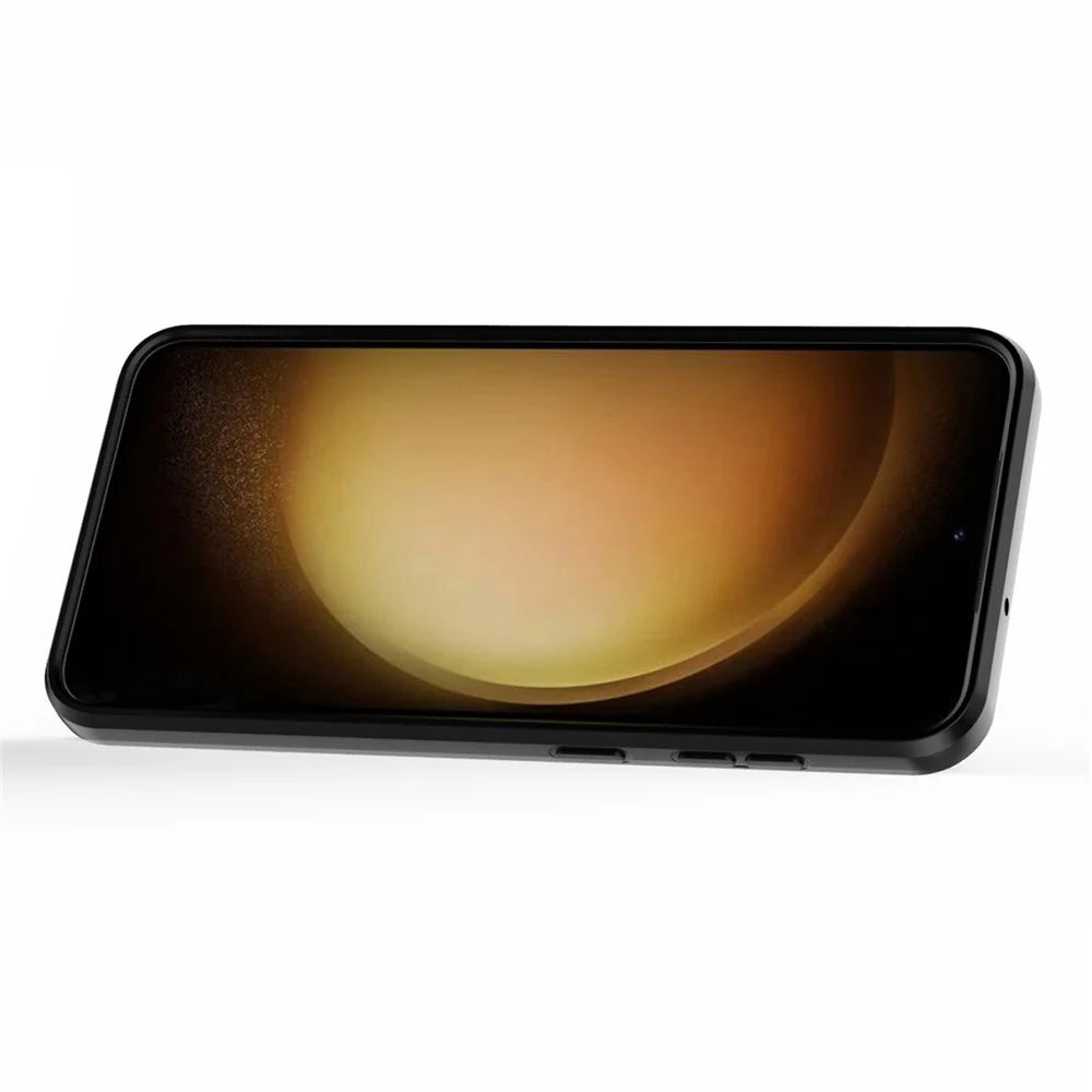 For Samsung Galaxy S23+ Slide Lens Protection PC+TPU Phone Case Protective Cover with Kickstand - Black - 4