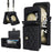 For Samsung Galaxy Z Flip5 5G PU Leather Coated PC Phone Case Card Slots Protective Cover - Black - 1