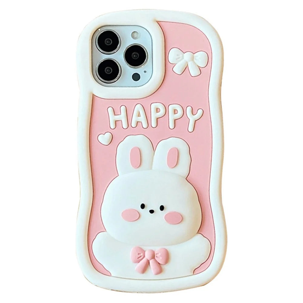 For iPhone 14 Pro Soft Silicone Phone Case Anti-drop Cover Shockproof Cell Phone Shell with Rabbit Decor - 1