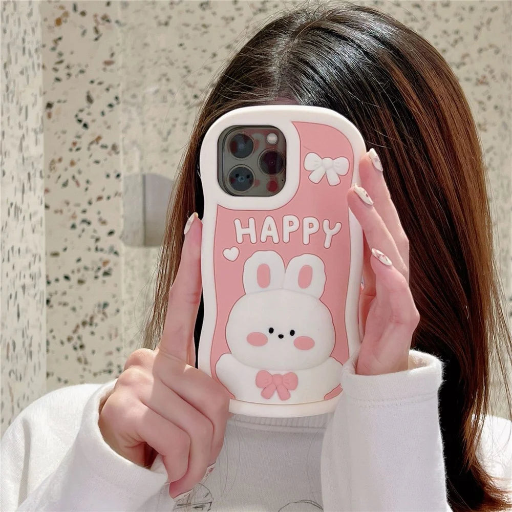 For iPhone 14 Pro Soft Silicone Phone Case Anti-drop Cover Shockproof Cell Phone Shell with Rabbit Decor - 3