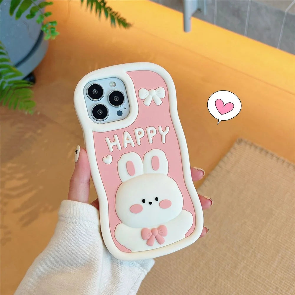 For iPhone 14 Pro Soft Silicone Phone Case Anti-drop Cover Shockproof Cell Phone Shell with Rabbit Decor - 4