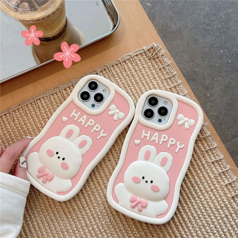 For iPhone 14 Pro Soft Silicone Phone Case Anti-drop Cover Shockproof Cell Phone Shell with Rabbit Decor - 6