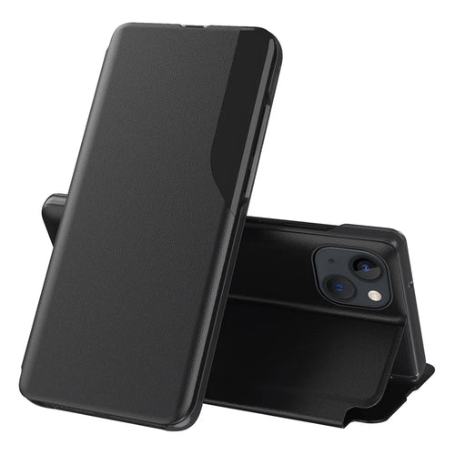 For iPhone 15 Plus Phone Case Folio Flip PU Leather Stand Cover - Black - 1