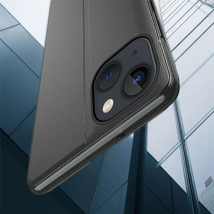 For iPhone 15 Plus Phone Case Folio Flip PU Leather Stand Cover - Black - 3