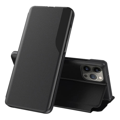For iPhone 15 Pro Phone Case Folio Flip PU Leather Stand Cover - Black - 1