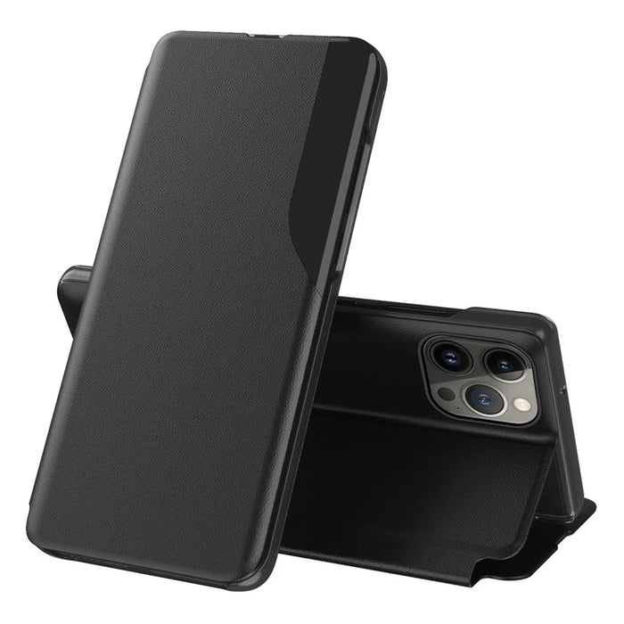 For iPhone 15 Pro Phone Case Folio Flip PU Leather Stand Cover - Black - 1
