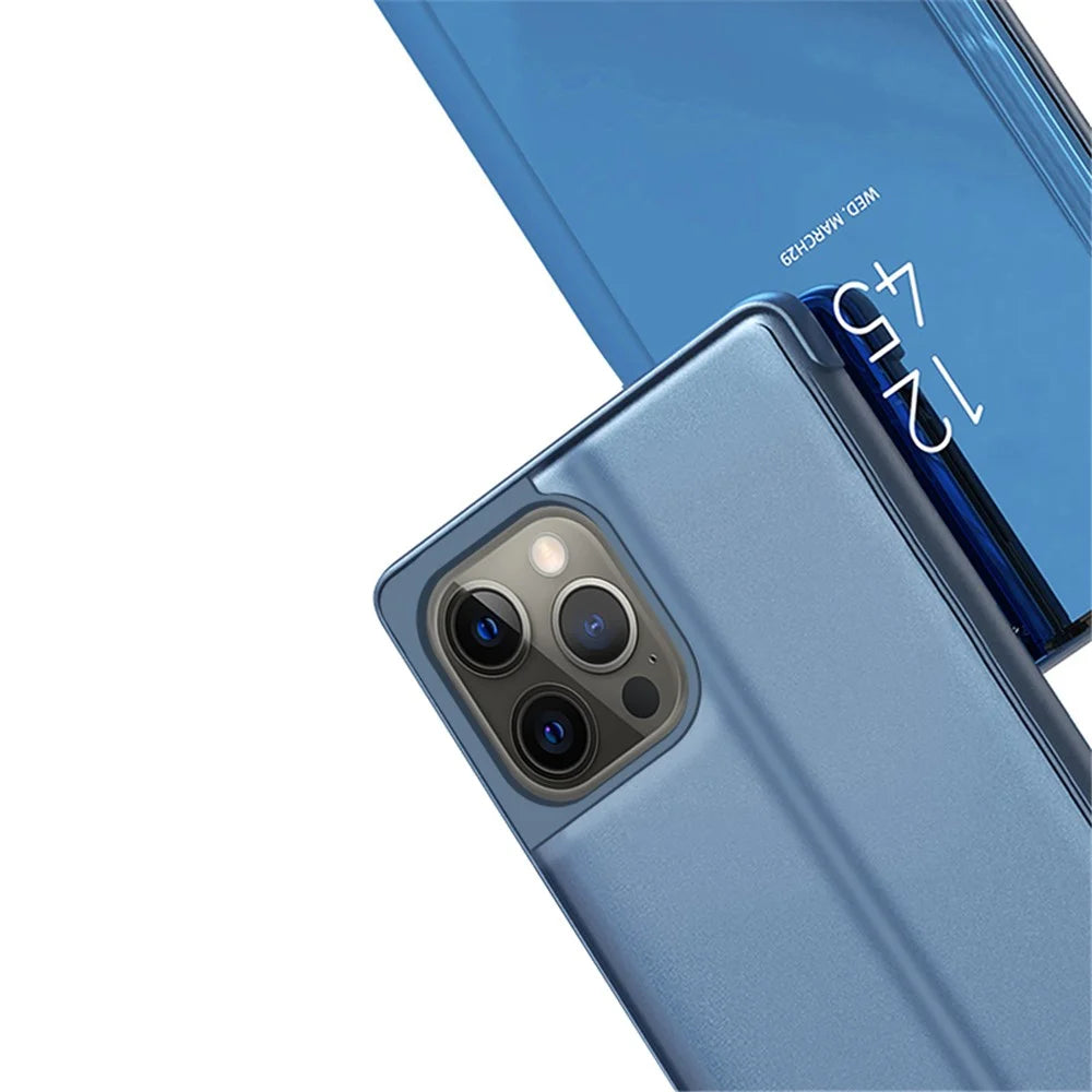 For iPhone 15 Pro Flip Leather Cover with Stand Full Body Protective Phone Case - Blue - 4