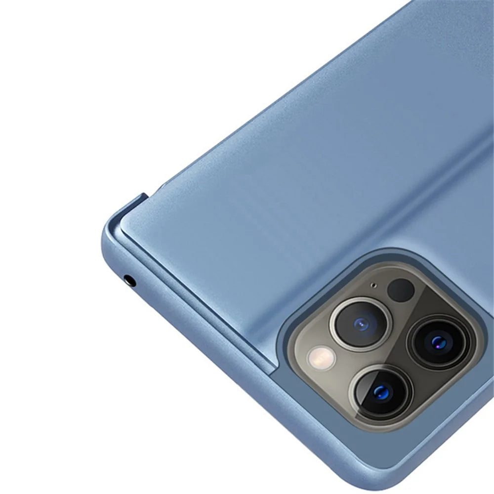 For iPhone 15 Pro Flip Leather Cover with Stand Full Body Protective Phone Case - Blue - 5