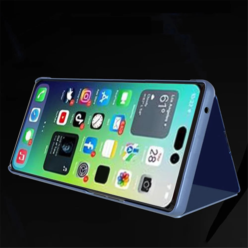 For iPhone 15 Pro Max Flip Leather Cover with Stand Full Body Protective Phone Case - Blue - 7