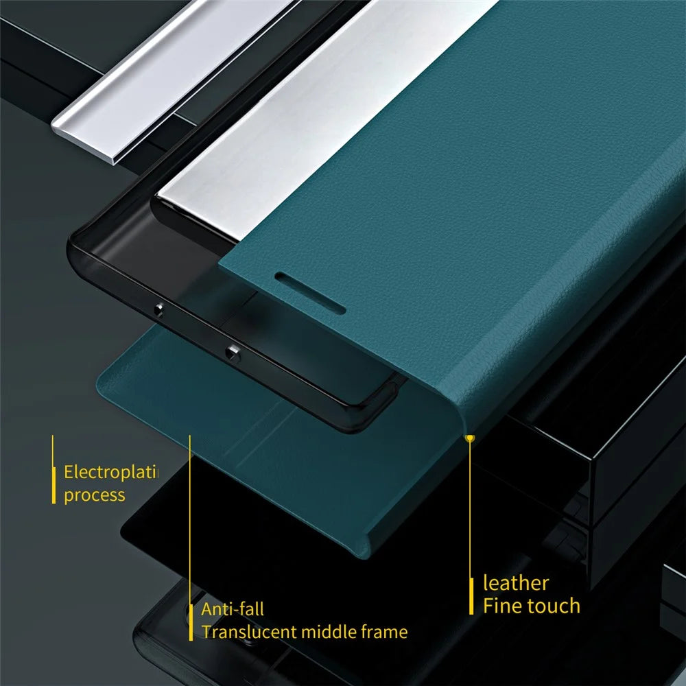 For iPhone 15 Pro Max PU Leather Electroplated Cover Anti-drop Stand Phone Case - Green - 5