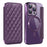 For iPhone 15 Pro Max RFID Blocking Card Holder Phone Case Built-in Lens Film Leather Shell Compatible with MagSafe - Purple - 1