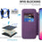 For iPhone 15 Pro Max RFID Blocking Card Holder Phone Case Built-in Lens Film Leather Shell Compatible with MagSafe - Purple - 6