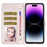 For iPhone 15 Pro Max Glittery Phone Case PU Leather Wallet Stand Full Protection Cover - Gold - 2