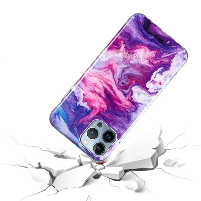 For iPhone 15 Pro Marble Pattern TPU Phone Case IMD Process Protective Cover - Red - 3