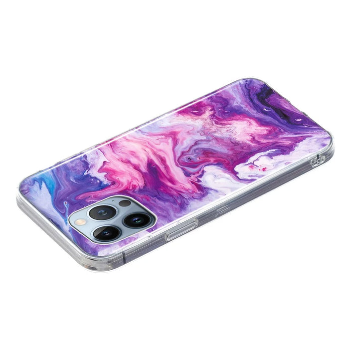 For iPhone 15 Pro Marble Pattern TPU Phone Case IMD Process Protective Cover - Red - 4