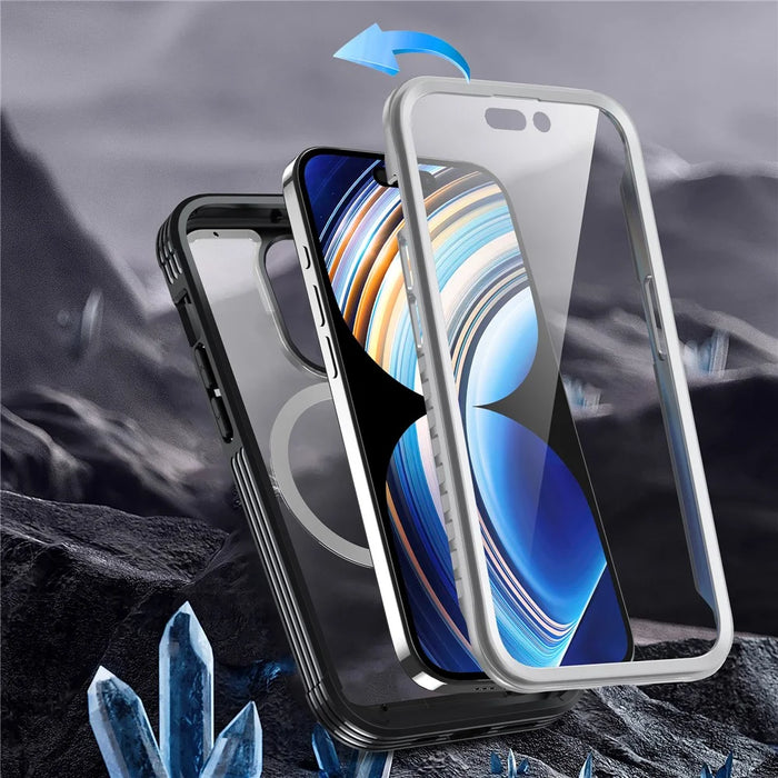For iPhone 15 Pro Max Phone Case Anti-drop PC + TPU Cover with Tempered Glass Screen Protector - Black - 3