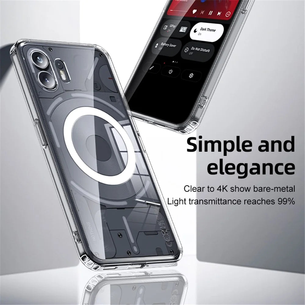 Magnetic Phone Case for Nothing Phone (2) , PC+TPU Phone Cover Magnetic Case - Transparent - 4