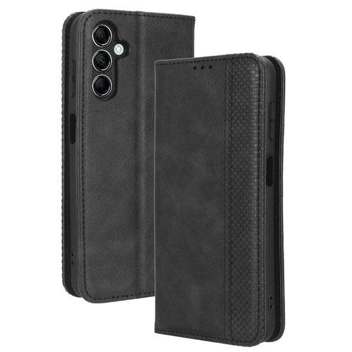 For Samsung Galaxy F34 5G / M34 5G Wallet Retro PU Leather Case Stand Protective Phone Cover - Black - 1