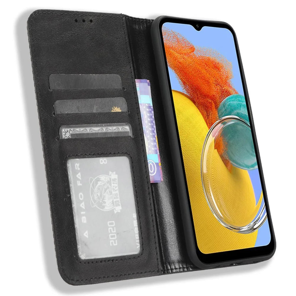 For Samsung Galaxy F34 5G / M34 5G Wallet Retro PU Leather Case Stand Protective Phone Cover - Black - 2