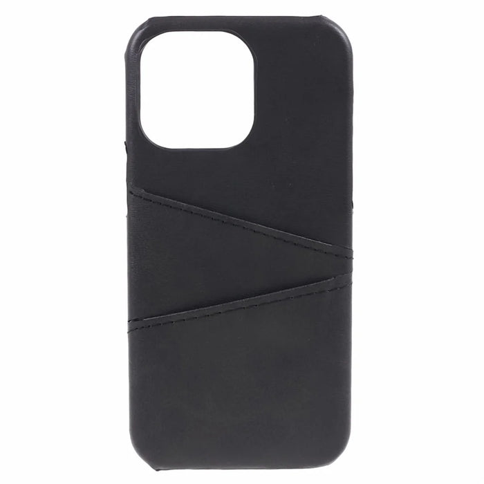 For iPhone 15 Pro PU Leather + PC Phone Case with 2 Card Holder - Black - 2