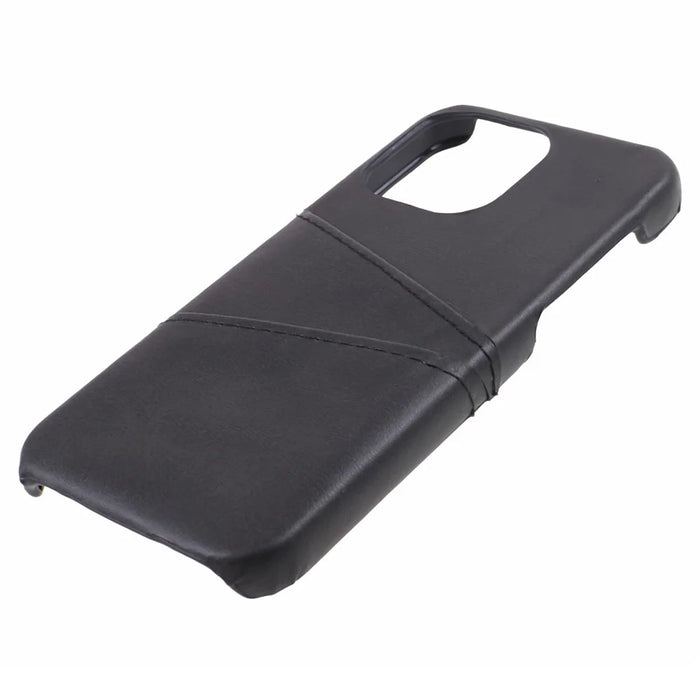 For iPhone 15 Pro PU Leather + PC Phone Case with 2 Card Holder - Black - 4