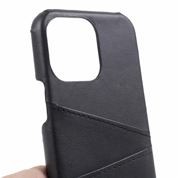 For iPhone 15 Pro PU Leather + PC Phone Case with 2 Card Holder - Black - 7