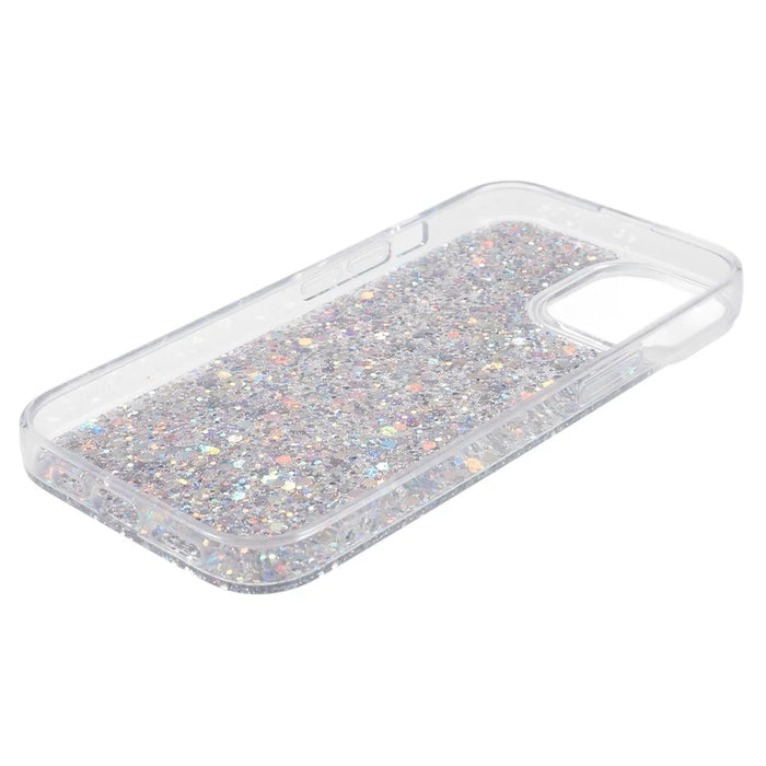 For iPhone 15 Plus Glitter Phone Case Shockproof TPU Sparkly Back Cover - Silver - 6