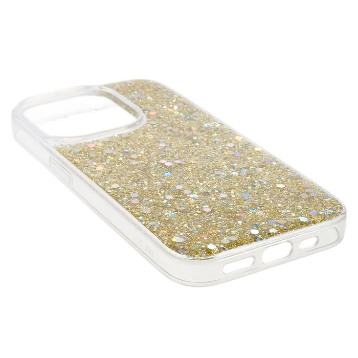 Glitter Case for iPhone 15 Pro Max , Anti-Scratch Soft TPU Phone Cover - Gold - 5