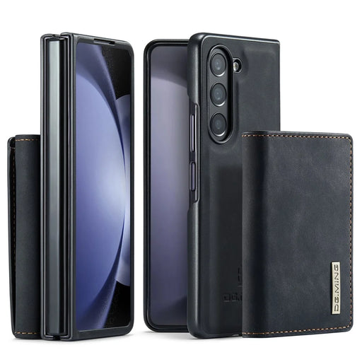 DG.MING M1 Series Magnetic Detachable Case for Samsung Galaxy Z Fold5 5G , PU Leather+PC Kickstand Wallet Phone Cover - Black - 1