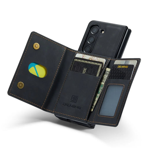 DG.MING M2 Series Kickstand Wallet Case for Samsung Galaxy Z Fold5 5G , PU Leather+PC Detachable Magnetic Phone Cover - Black - 2