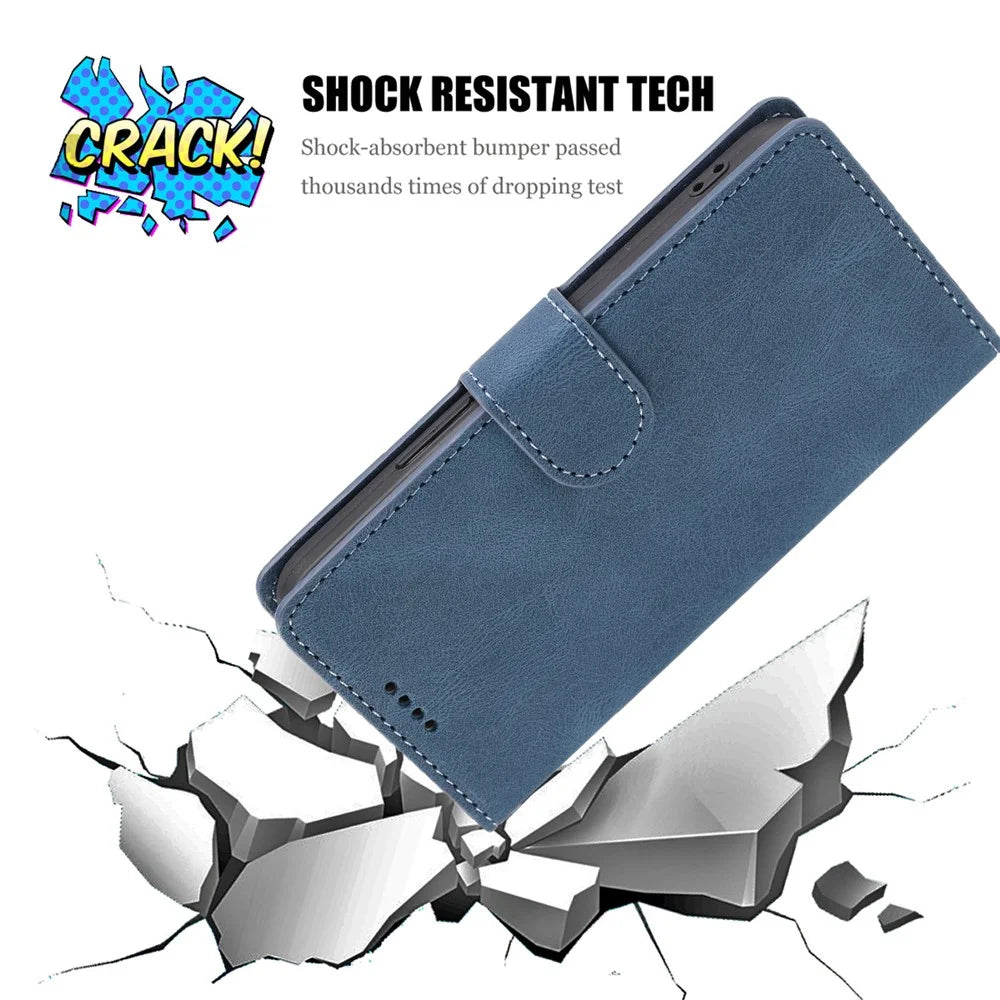 For iPhone 15 Pro Max Cell Phone Case Dustproof PU Leather Magnetic Stand Wallet Phone Cover with Strap - Blue - 6