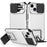 For iPhone 15 Slide Camera Cover Phone Case PC+TPU Shockproof Case Shell with Kickstand - White - 1