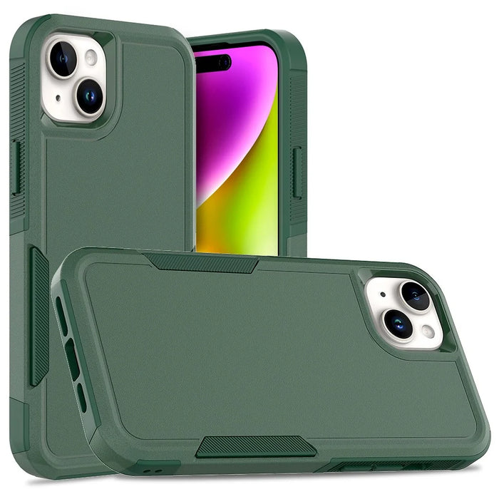 For iPhone 15 Plus PC+TPU Dual Layer Protection Cover Drop-proof Phone Case - Dark Green - 1