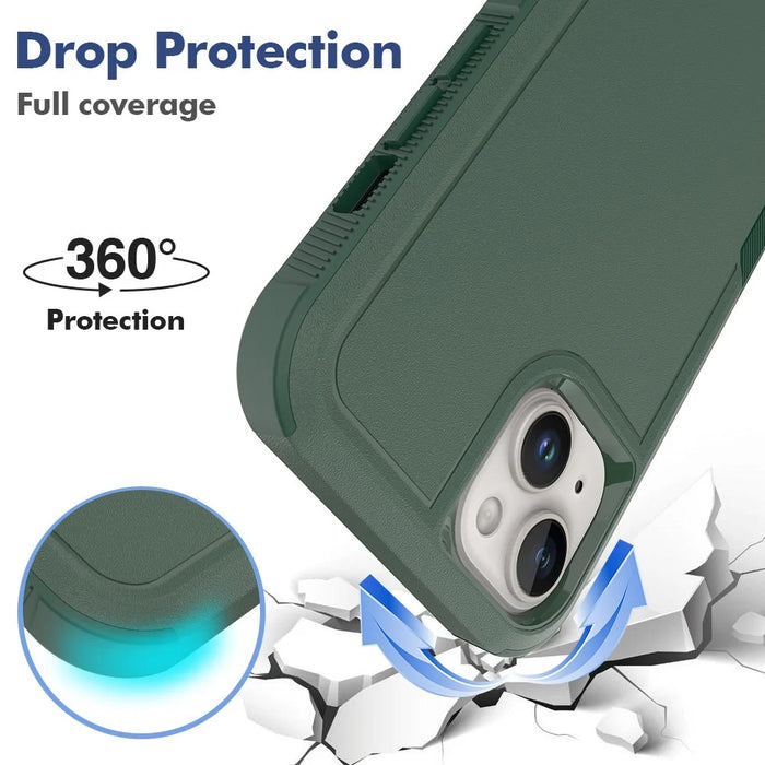 For iPhone 15 Plus PC+TPU Dual Layer Protection Cover Drop-proof Phone Case - Dark Green - 2