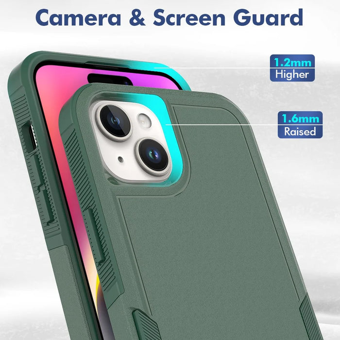 For iPhone 15 Plus PC+TPU Dual Layer Protection Cover Drop-proof Phone Case - Dark Green - 3