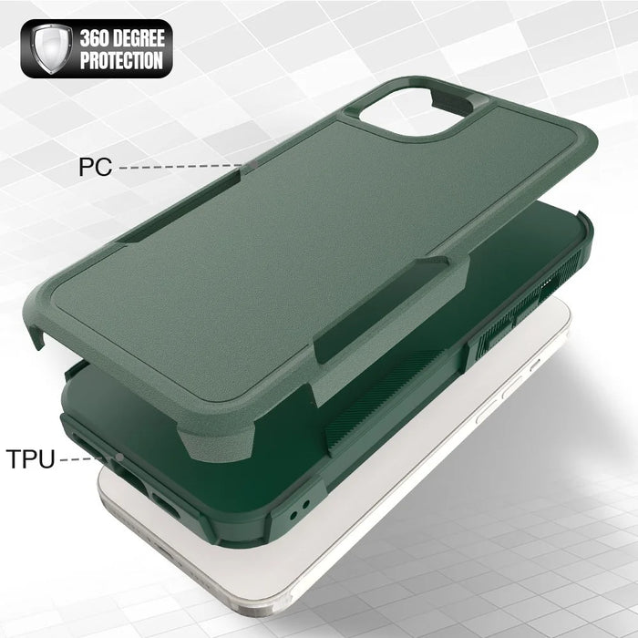 For iPhone 15 Plus PC+TPU Dual Layer Protection Cover Drop-proof Phone Case - Dark Green - 4