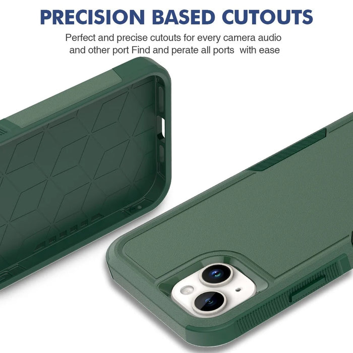 For iPhone 15 Plus PC+TPU Dual Layer Protection Cover Drop-proof Phone Case - Dark Green - 5